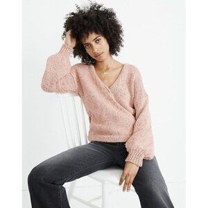NWT Madewell Beresford Front‎ Wrap Knit Pullover Sweater Pink Romantic Size S
